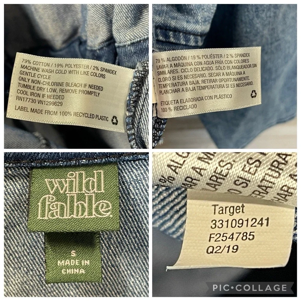 Wild Fable Womens S Jumpsuit Denim‎ Long Sleeve Medium Wash Pockets Zip Cargo